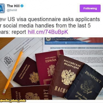 پرسشنامه صدور ویزای جدید آمریکا از متقاضیان