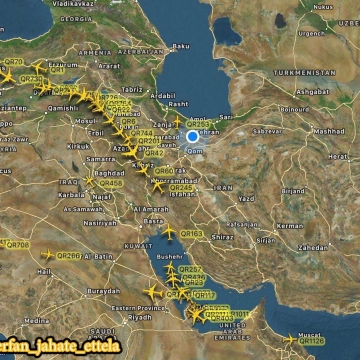 پرواز هواپیماهای قطر از آسمان ایران