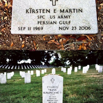 کاربران ایرانی تصویری از سنگ قبر سربازان امریکایی را منتشر کردند که روی آن عبارت خلیج فارس نوشته شده
