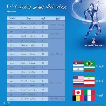 برنامه هفته سوم مسابقات لیگ جهانی والیبال