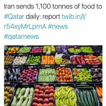 ايران روزانه ١١٠٠ تن مواد غذايي به قطر ارسال ميكند.