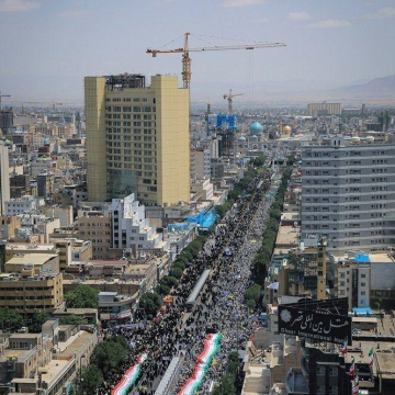 تصویر هوایی از راهپیمایی روز قدس در مشهد