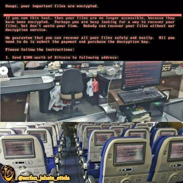 تصاویری از کامپیوترهای هک شده با باج افزار “پتیا”