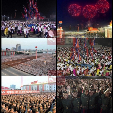 جشن و نورافشانی مردم کره شمالی برای پرتاب موشک قاره‌پیما