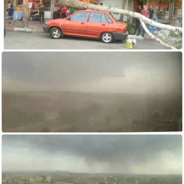 طوفان ۶۵ کیلومتری و گرد و خاک تبریز را در نوردید