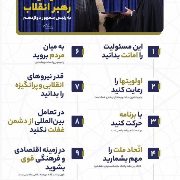 ده توصيه امروز رهبرانقلاب به رئيس‌جمهور دوازدهم