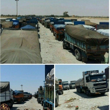 ۴۰۰ کامیون هندوانه در مرز مهران در گرمای بیش از ۵۰ درجه