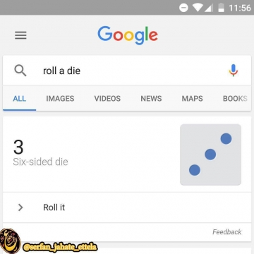 اگه می‌خواین تاس بندازین می‌تونین roll a die رو گوگل کنید.