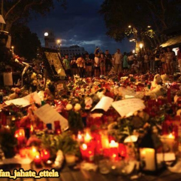 گردهمایی به یاد قربانیان حمله تروریستی در بارسلون