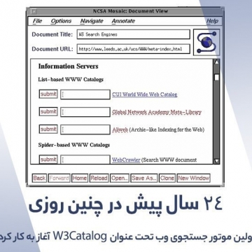 ۲۴ سال پیش در چنین روزی اولین موتور جستجوی وب تحت عنوان W3Catalog آغاز به کار کرد