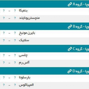 برنامه شب اولِ هفته نخست لیگ قهرمانان اروپا