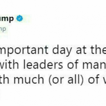 دونالد ترامپ در توییتی نوشت:  روز مهم و بزرگی در سازمان ملل بود.