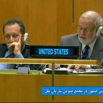 حضور نمایندگان آمریکا در زمان سخنرانی روحانی در سازمان ملل متحد