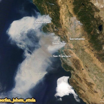 عکس ناسا از آتش سوزی‌ها در ایالت کالیفرنیا، آمریکا