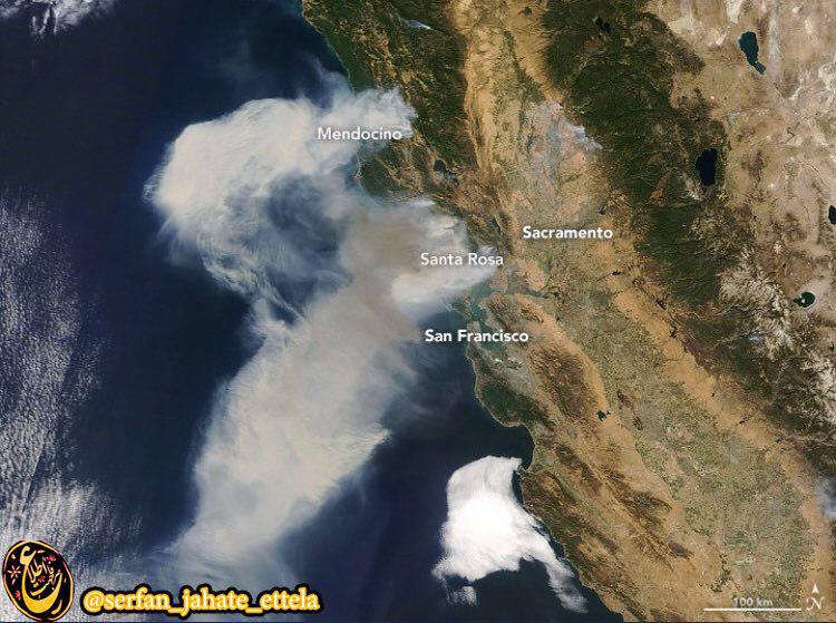 عکس ناسا از آتش سوزی‌ها در ایالت کالیفرنیا، آمریکا