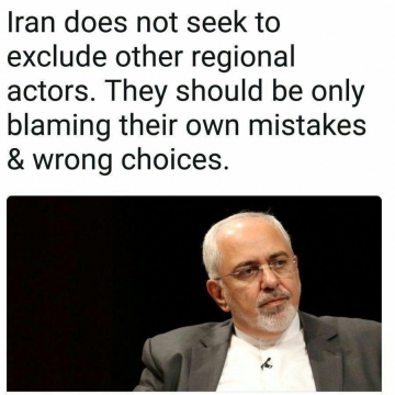 توئیت دکتر ظریف: ایران به دنبال حذف دیگر بازیگران منطقه‌ای نیست.