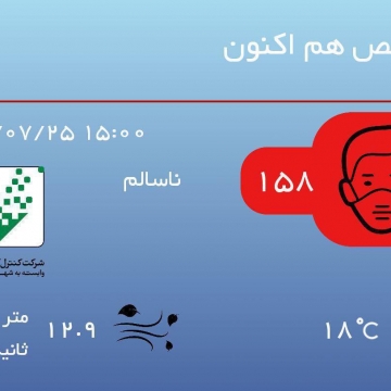 کیفیت هوای تهران با شاخص ۱۵۸ در شرایط ناسالم برای عموم افراد جامعه قرار دارد