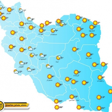 وضعیت آب و هوای استان های کشور / ۸ صبح ۹ آذر