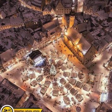 عکس هوایی از بازار کریسمس در استونی
