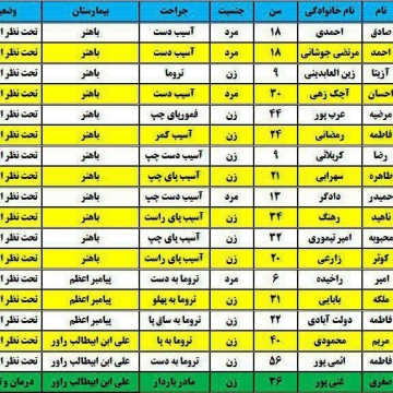 اسامی ۱۸ مصدوم زمین لرزه ۶.۲ ریشتری ظهر امروز در هجدک