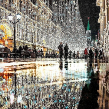 شب برفی مسکو و استقبال از سال نو میلادی