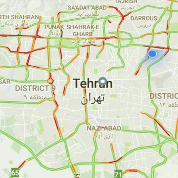 ترافیک تهران نیم ساعت پس از نیمه شب