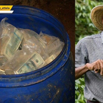 بشکه های پر از پول در زمین کشاورز کلمبیایی