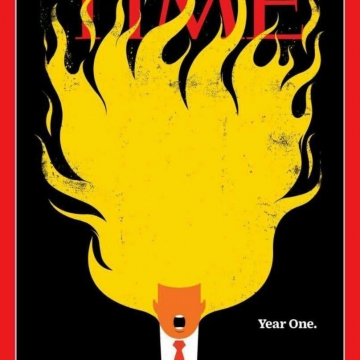 تصویر روی جلد مجله تایم به مناسبت نخستین سالگرد ریاست جمهوری ترامپ