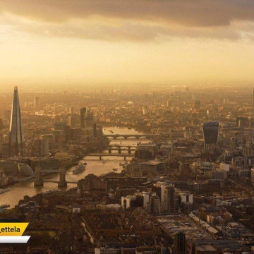 لحظه طلوع خورشید در شهر لندن در اولین روز ماه ژانویه