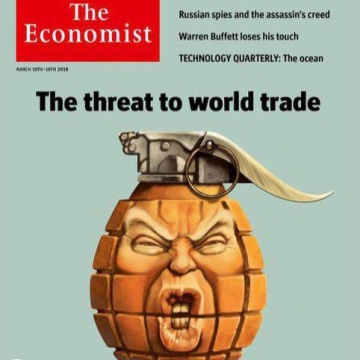 جلد نشریه اکونومیست و اشاره به اعمال تعرفه‌های ترامپ بر واردات