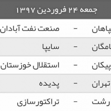 بازی های امروز لیگ برتر