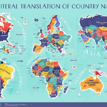 نقشه جهان بر اساس معنی لغوی کشورها.