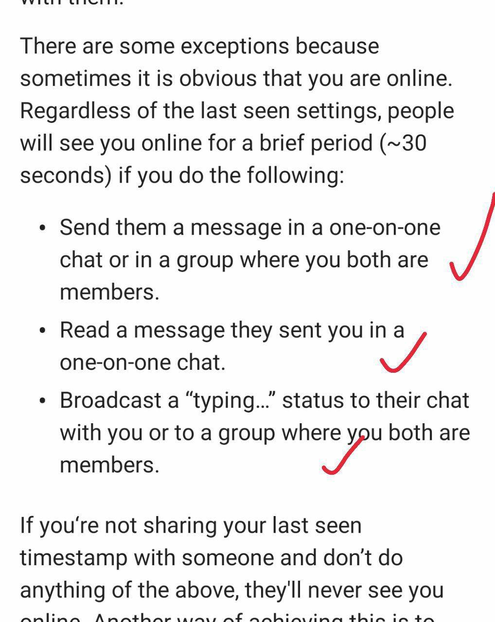 در لیست مکالمات نسخه‌ی جدید تلگرام، کنار تصویر افرادی که آنلاین هستند، یک دایره کوچک سبز نمایش داده می‌شود و این موضوع برخی را نگران حریم خصوصی می‌کند.