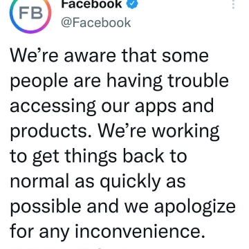 فیسبوک اعلام کرد از مشکل به وجود آمده در اپلیکیشن‌های خود آگاه است