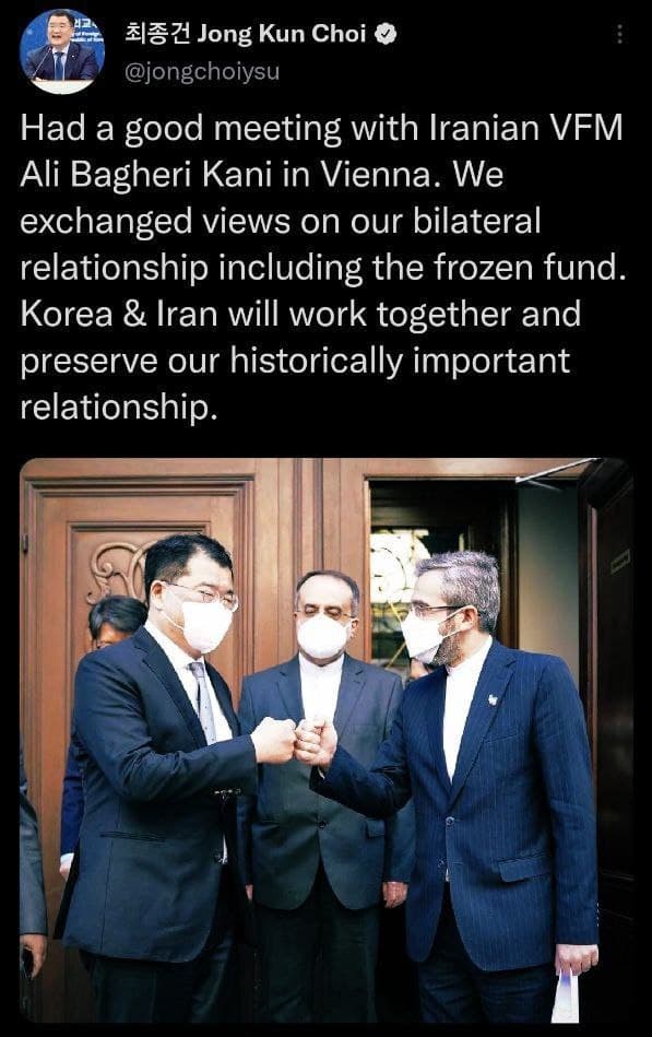 توییت معاون وزیر خارجه کره جنوبی درباره دیدار با باقری