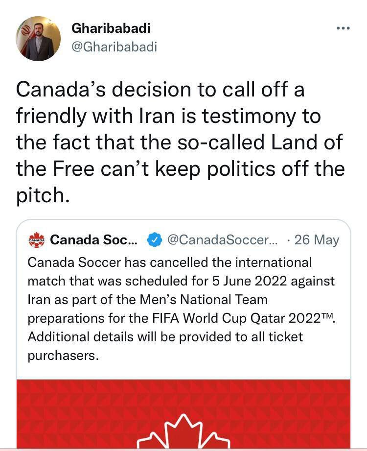واکنش دبیر ستاد حقوق بشر قوه قضائیه به لغو سیاسی بازی با ایران از سوی کانادا
