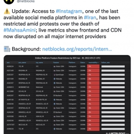 نت‌بلاکس فیلتر شدن اینستاگرام در ایران را تایید کرد