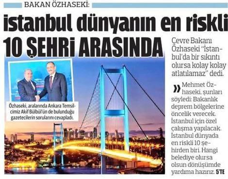 استانبول جزء ۱۰ شهر پرریسک جهان از نظر زلزله