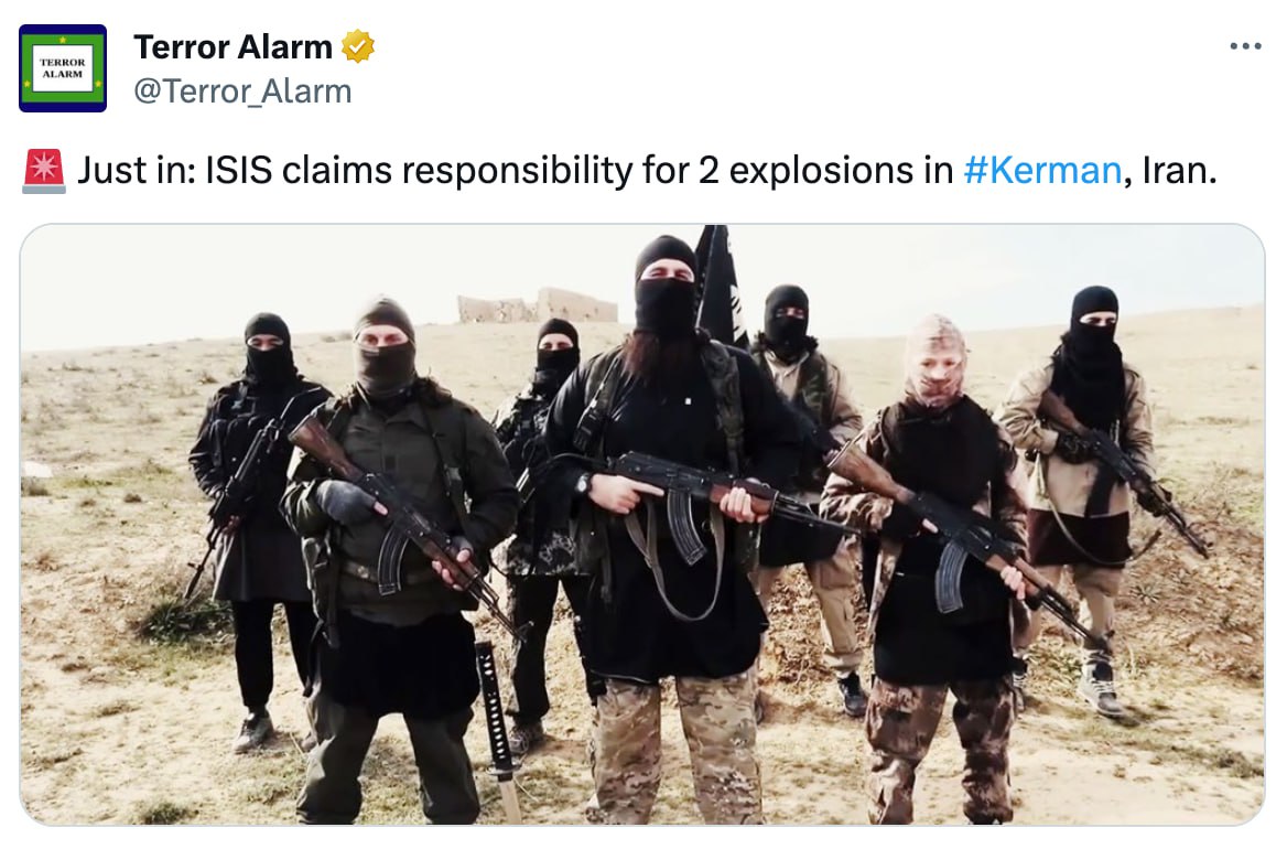 داعش مسئولیت ۲ انفجار را در کرمان برعهده گرفته است