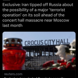 ادعای رویترز: ایران قبل از حمله تروریستی مسکو به روسیه هشدار داده بود