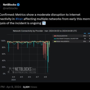 نت‌بلاکس اختلال اینترنت امروز ایران را تایید کرد